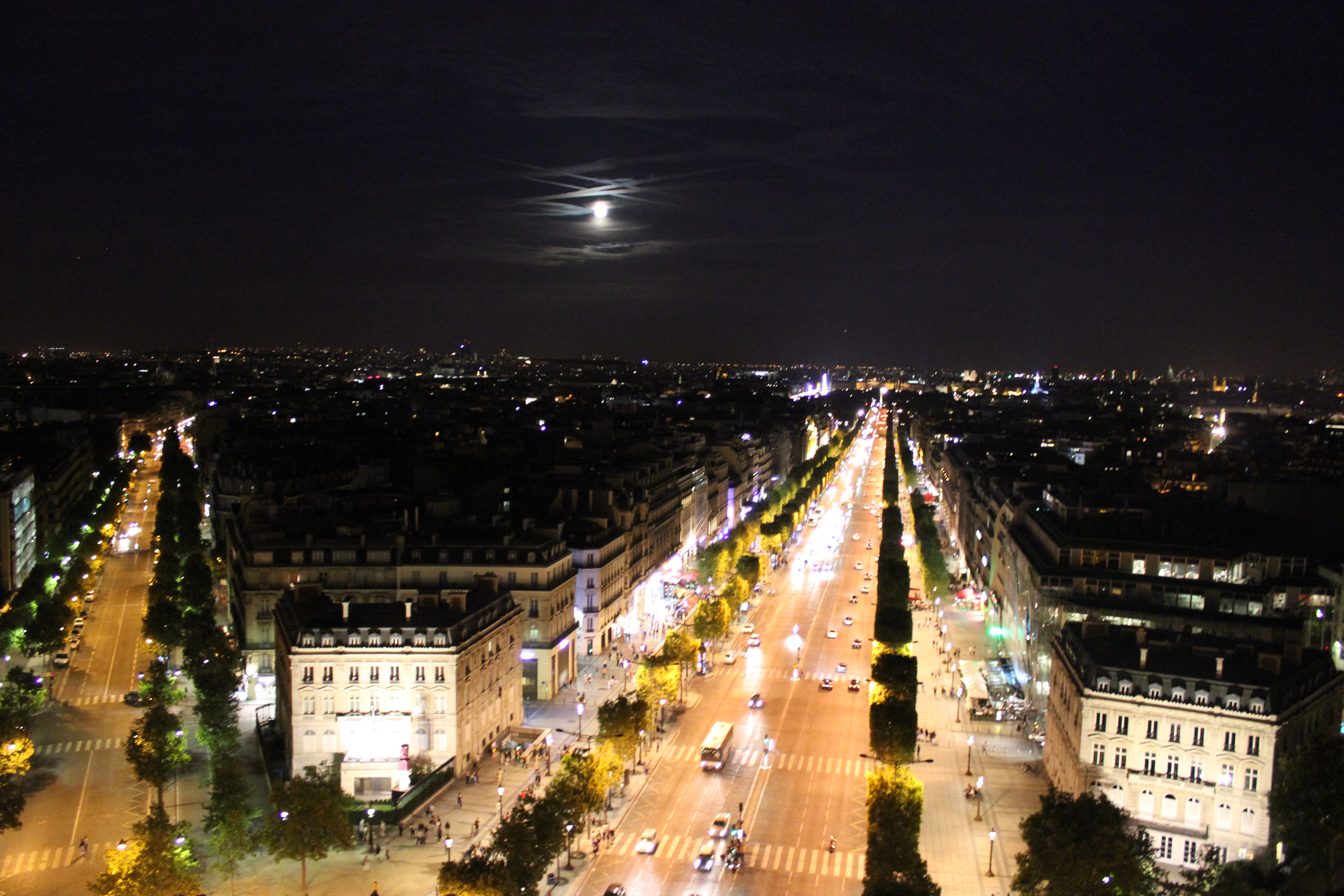 Night View of the city from Arc De Triomph